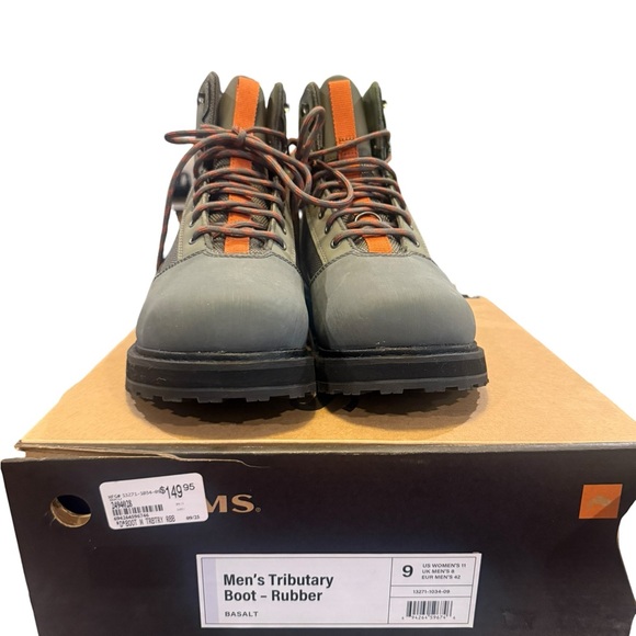 Simms Tributary Rubber Wading Boots Mens Size 9 Basalt Fly Fishing NEW with Box - Picture 9 of 11